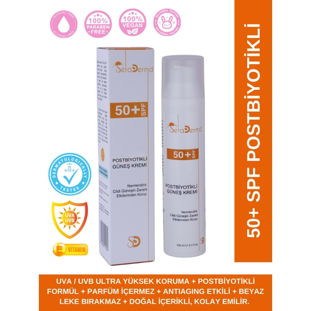 SERADERMA POSTBİYOTİKLİ 50+SPF GÜNEŞ KREMİ 100 ML